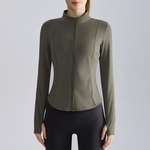 Chuandun Autumn Vertical Collar Sports Coat Women's Zipper Cardigan Slim-fit Slimming All-match Running Long-sleeved Yoga Suit Autumn and Winter