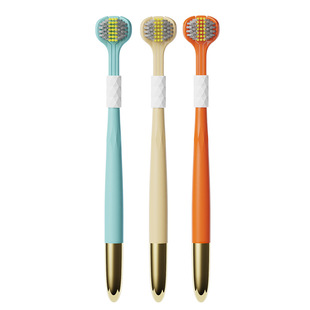 [Three Pack] Spiral Brush Filament Three-sided Toothbrush Adult Household Advanced Soft Hair Cleaning Gingival Protection Three-headed Toothbrush