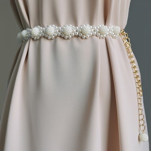 Pearl Braided Belt Women's Summer Beaded Chain Accessories Decorative Chain Waist Chain Women's Skirt Summer Body Chain