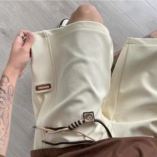 Summer Drawstring Sports Shorts Men's American Retro oversize Casual Versatile Trendyy Simple Five-point Medium Pants
