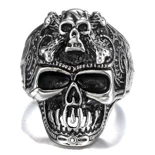 European and American fashion skull ring Thai silver personality retro men's opening ring trend jewelry accessories in stock