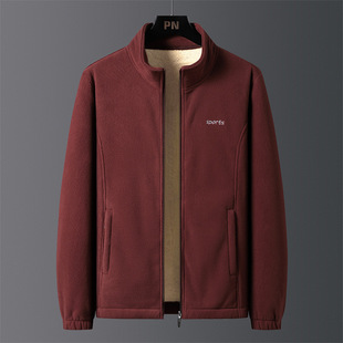 Autumn and winter fleece embroidered fleece-lined cashmere men's jacket fleece-lined padded fleece coat a generation of hair
