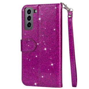 For Samsung S21 Lanyard Fashion Glitter Zipper Bag Mobile Phone Leather Case S21 Ultra Card Holder Protective Case