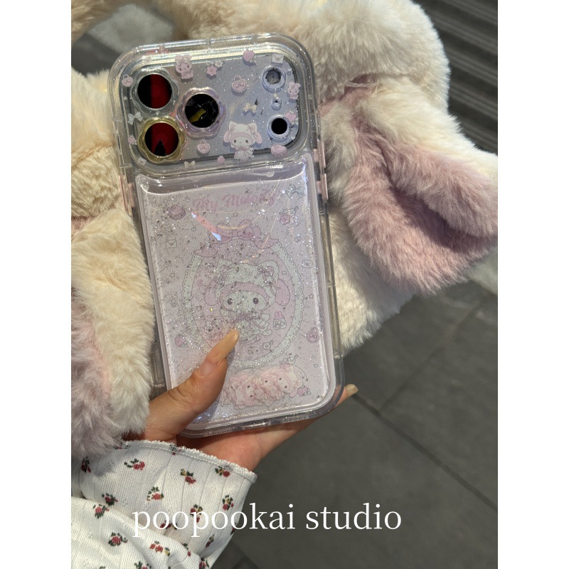Cartoon quicksand Hello Kitty phone case for Apple iPhone 17 Pro Max, iPhone 16, 13, 14, and 15 (cute, new, drop-proof).