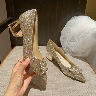 829-5 Red Wedding Shoes Bridal Shoes Women's New High Heels Xiuhe Main Wedding Dress Not Tired Feet Shoes Wedding Shoes