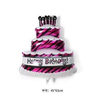 Large Color Birthday Cake Aluminum Film Balloon Double Layer Candle Cake Shape Children's Birthday Party Decoration Balloon