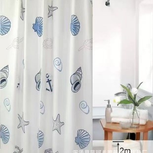 Shower curtain peva waterproof and mildew-proof thickened bathroom curtain 9 silk 50g per square meter free hook factory wholesale shower curtain