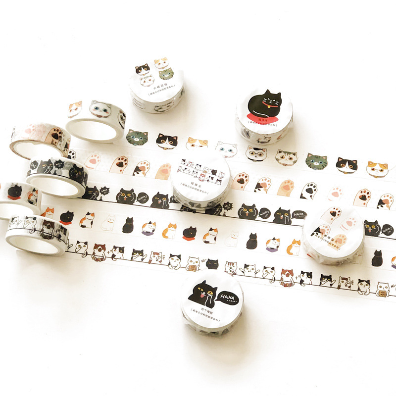 Creative Cute Cat and Paper Tape Decorative Tape Girls Cute Collage Basic Hand Account Decorative Hand Account 6