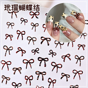 New Internet Celebrous Same Style Hawksbill Bow Embossed Sticker Three-Dimensional Black Leather Cat Leopard Small Pattern French Nail Paste