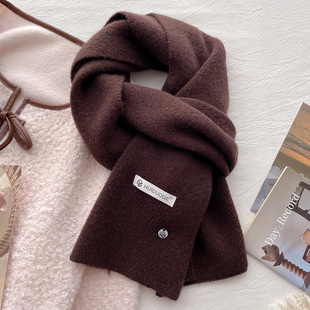 Wool Knitted Wool Warm Thickened Scarf Women's Autumn and Winter Neck Protection Scarf Soft Waxy light blue 2024 New