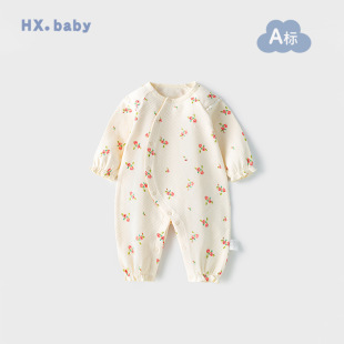 Baby's Jumpsuit Autumn New Style Baby Girl's Elegant Flower Long-Sleeved Hats Baby's Clothes Off-the-Side Climbing Clothes