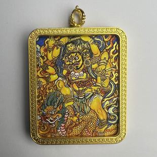 Thangka Guan Gong Wu God of Wealth Five Road God of Wealth Yellow Black Red White Green Thangka God of Wealth Hand-painted Gold Wholesale Pendant for Men and Women