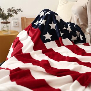 Cross-border Amazon American Flag Blanket Printed Super Soft Comfortable Flannel Wool Blanket for Sofa Living Room