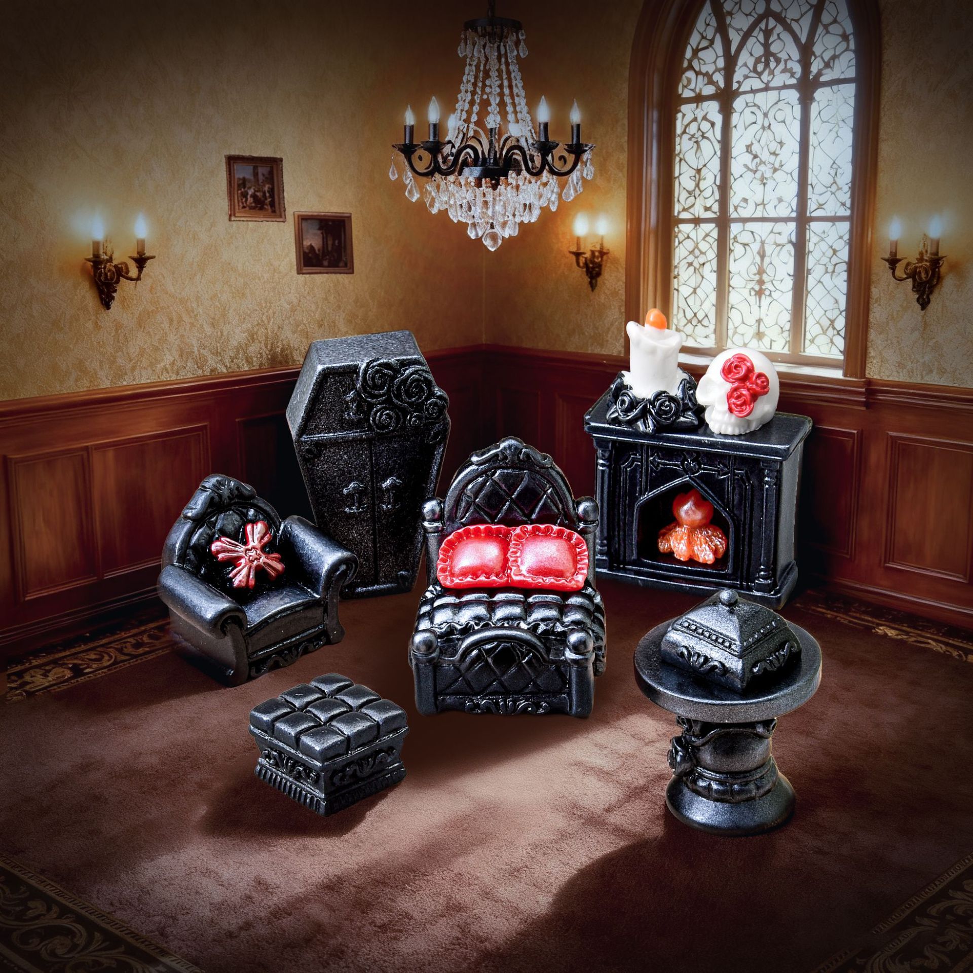 Creative Cross-Border Halloween Gothic Style Furniture Skull Wardrobe Sofa Ornaments Horror Theme Party Decorations