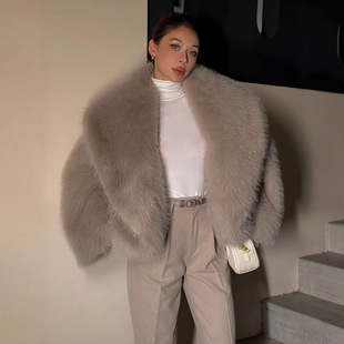 European and American style new mushroom color luxury royal sister temperament imitation fur long fur coat women