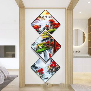 New Entrance Decorative Painting Vertical Version Modern Simple Corridor Hanging Painting Entrance Polygonal Accessible Luxury Mural Triptych Wall Painting