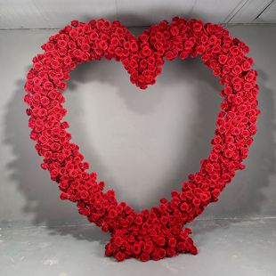 Artificial cloth bottom heart-shaped arch red rose arch proposal arch background wedding background Internet celebrity clock-in background