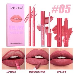 Makeup SAM SUGAR velvet lipstick lip gloss lip liner combination suit matte makeup lipstick suit cross border