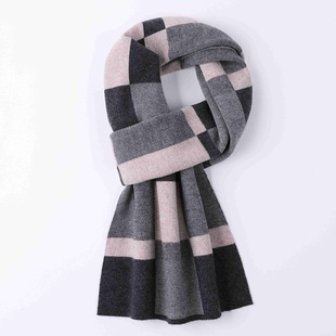Wool men's scarf men's winter high-grade Joker Plaid thickened knitted wool warm scarf tide spot wholesale