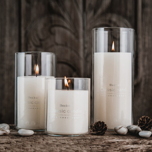Simple Candle Cup Transparent European Style Candlestick Ornaments Religious Candle Glass Jar Wedding Restaurant Candle Holder with Candle