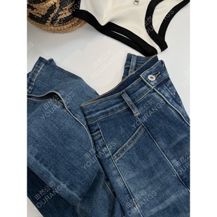 (Xindian Welfare) [Kui Qing 100] Optimized Proportion SW Deconstruction Stitching Front Splice Micro-jeans