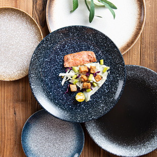 Japanese Style Tableware Retro Dish Ceramic Creative Household 6-inch Bone Dish Western-style Steak Dinner Plate High Reality