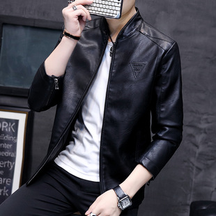 Spring and Autumn Youth Fashion All-match Leather PU Leather Fashion Casual Leather Inverted Triangle Thin Jacket Coat