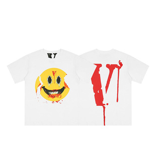 Foreign Single Vlone Fog Short-Sleeved 999 Joint Butterfly High Street Tee Loose Round Neck T-Shirt Men's Limited Big V Trendy Brand