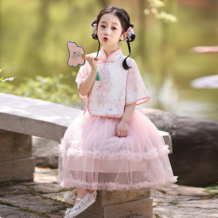 Фирменная детская одежда для девочек Cheongsam Hanfu платье для девочек 2025 новый летний стиль для детей супер сказочная Принцесса юбка