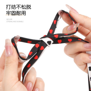 Suitable for Air Force One Af Shoelaces Heart-Shaped Colorful Black and White Red Wide Flat Shoelaces Couple Heart Print Pattern