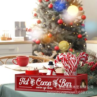 Wooden Storage Box with Handle Christmas Snacks Candy Storage Box Country Style Red Holiday Decorative Box