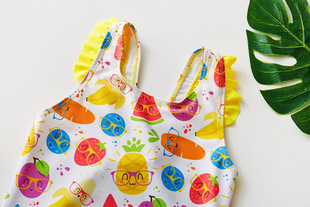 In stock 3-10 years old children's swimsuit cartoon fruit printed girls' swimsuit one-piece Children's swimsuit