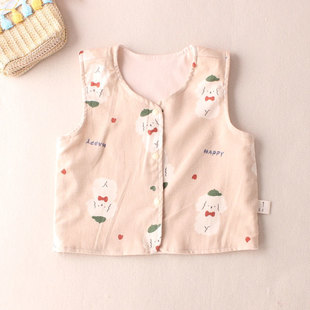 Baby Children's Vest Cotton Cloth Cotton Garry Girls Baby Boys and Girls Spring Waistcoat New Vest Double Cloth Both Sides