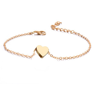 European and American cross-border fashion accessories double-layer love anklet women's trendy simple alloy heart-shaped beach holiday jewelry