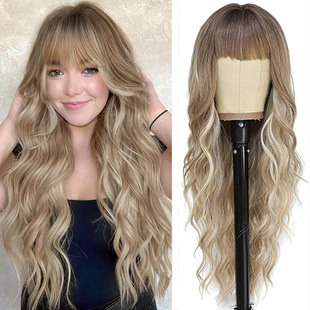 [Spot Seconds] Explosions Cross-border Hot Selling European and American Wigs with Big Bang and Big Wave Long Roll Chemical Fiber Headset wig