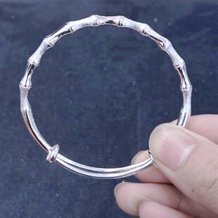 New Silver-plated Bamboo Opening Young Bracelet Plain Ring Push-pull Bracelet High-end Accessible Luxury Niche Personalized Jewelry