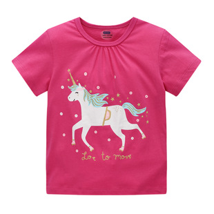 2025 summer new children's T-shirt cartoon cute printed embroidered short sleeve top factory children's clothing new