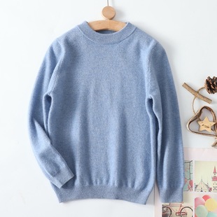 Autumn and Winter Children's cashmere sweater men's and women's medium and large children's half turtleneck warm sweater solid color big children's cashmere sweater wholesale