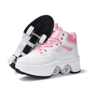 Four-wheel heyday shoes for primary and secondary school students walking deformation shoes new net popular high color value automatic telescopic roller skating sneaker