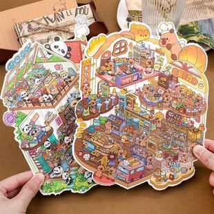 Upgraded Large Miniature Landscaping Sticker Collection Cute Cabin Kidsren's Toys Stereo Girl Handmade DIY Stickers
