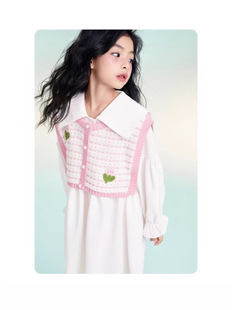 Tulip Series 2025 Spring New Vest dress Two-piece Doll Collar Long Sleeve Shirt Princess Dress