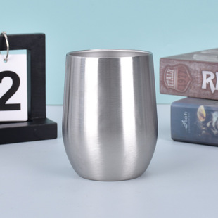 12oz Compact Cold Eggshell CUp HoUsehold Simple U-shaped Red Wine Glass 304 Stainless Steel DoUble-layer VacUUm Beer CUp