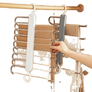 Folding Pants Rack Multifunctional Multi-Layer Pants Hanger Home Magic Traceless Pants Clip Wardrobe Storage Pants Hanger