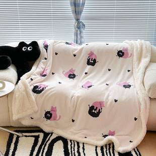 Chic Style Korean Style Cream Small Floral Thickened Milk Velvet Blanket Lamb Velvet Shawl Blanket Sofa Casual Cover Blanket