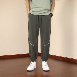 2023 Spring Men's New Plus Size Ankle-length Pants Plus Size Fat Sports Trendy Leg-tied Casual Pants