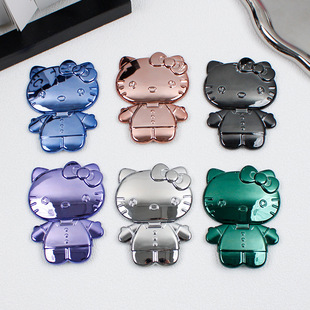 Cartoon Hello Kitty folding bracket portable makeup mirror magnetic mobile phone bracket KT cat back-mounted mobile phone bracket