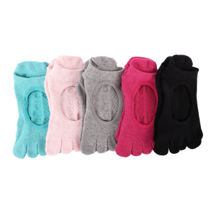 Amazon finger yoga socks summer short tube breathable Pilates toe socks professional non-slip leaky sports socks