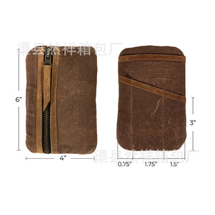 Amazon new waxed canvas gadget bag mini portable stationery key sundries storage bag printable LOGO