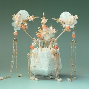 Bride's Ancient Dress Headwear Hanfu Headwear Hairpin Antique Hair Comb Tassel Hair Hairpin Super Fairy Full Set of Vintage Tassel Walking