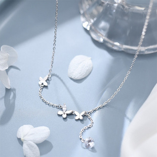Korean Style Simple Butterfly Necklace Women's Light Luxury Ins Niche Design Clavicle Chain High-end Style Ins All-match Fashion Necklace